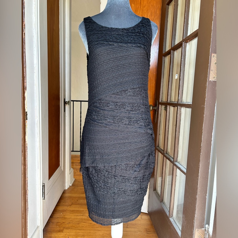 BAILEY 44 Anthropologie Black Lace Cocktail Dress Size Large Bodycon Stretch